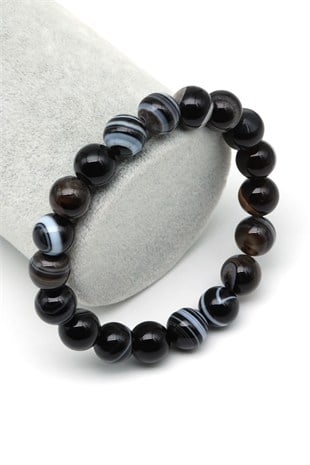 Göz Akik Doğal Taş Bileklik 10 mm Küre Kesim - BLK-2525