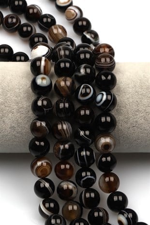 Göz Akik Doğal Taş Dizi 12 mm Küre Kesim - DZ-1063