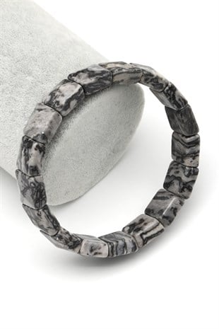 Gri Jasper Doğal Taş Bileklik 12 x 12 mm Özel Kesim - BLK-2422