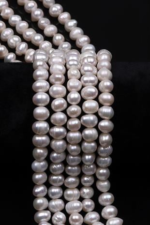 İnci Doğal Taş Dizi 6 x 8 mm Küre Kesim