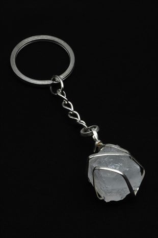 Kristal Kuvars Doğal Taş Anahtarlık - ANH-0154