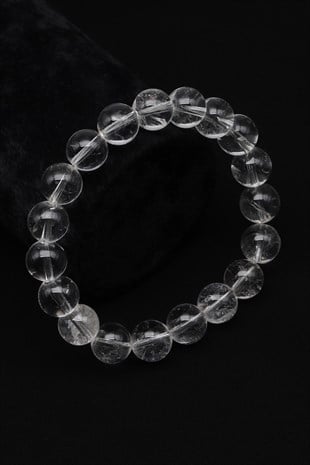 Kristal Kuvars Doğal Taş Bileklik 10 mm Küre Kesim - BLK-2326