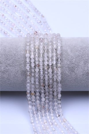 Kristal Kuvars Doğal Taş Dizi 4 mm Fasetli Küre Kesim - DZ-1545