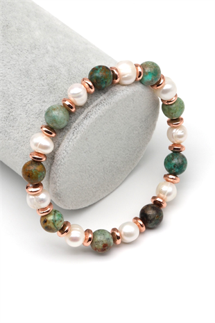 Krizokol-İnci Doğal Taş Bileklik 8 mm Küre Kesim - BLK-2266