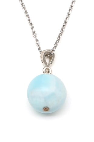 Larimar Doğal Taş 925 Ayar Gümüş Kolye
