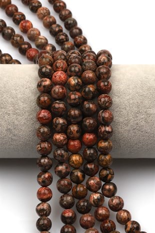 Leopar Jasper Doğal Taş Dizi 8 mm Küre Kesim - DZ-1106