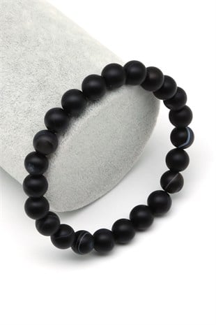 Mat Akik Doğal Taş Bileklik 8 mm Küre Kesim - BLK-2497