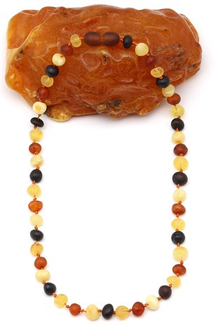 Mat Damla Kehribar Bebek Diş Kolye - 32 cm - KHR-0334