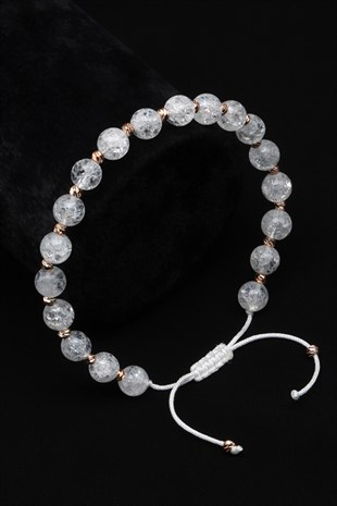 Necef Doğal Taş Makrome Örme Bileklik Küre Kesim - BMK-685