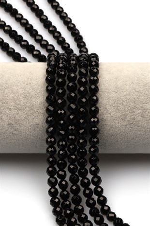 Oniks Doğal Taş Dizi 6 mm Fasetli Küre Kesim - DZ-1096