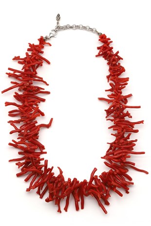 Orijinal Dal Mercan Doğal Taş 925 Ayar Gümüş Kolye