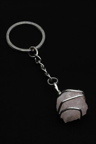 Pembe Kuvars Doğal Taş Anahtarlık - ANH-0153