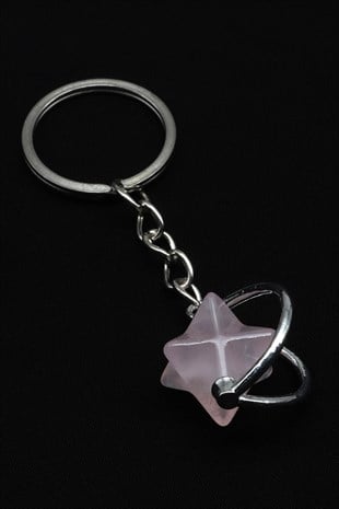 Pembe Kuvars Doğal Taş Anahtarlık - ANH-0146