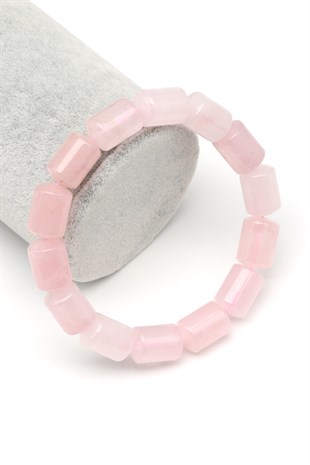 Pembe Kuvars Doğal Taş Bileklik 10 x 14 mm Özel Kesim - BLK-2438