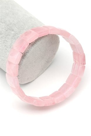 Pembe Kuvars Doğal Taş Bileklik 11 x 15 mm Özel Kesim - BLK-2412