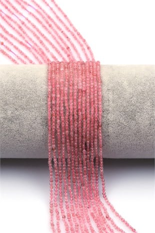Pembe Kuvars Doğal Taş Dizi 2 mm Fasetli Küre Kesim - DZ-1584
