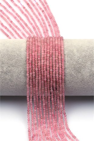 Pembe Kuvars Doğal Taş Dizi 2 mm Fasetli Küre Kesim - DZ-1569