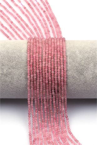 Pembe Kuvars Doğal Taş Dizi 2 mm Fasetli Küre Kesim - DZ-1569