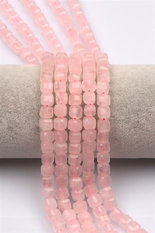 Pembe Kuvars Doğal Taş Dizi 6 mm Küp Kesim - DZ-1171