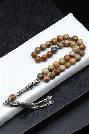 Picture Jasper Doğal Taş Tesbih 8 mm Küre Kesim TSB-0563