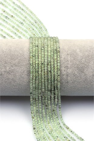 Prehnite Doğal Taş Dizi 2 mm Fasetli Küre Kesim - DZ-1576