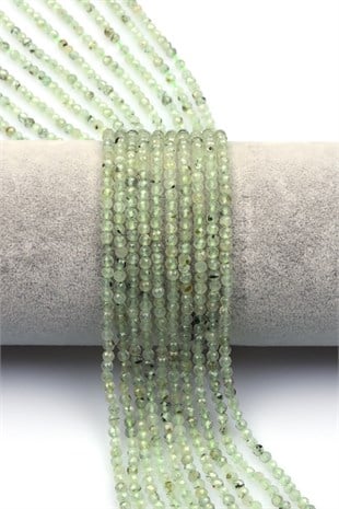 Prehnite Doğal Taş Dizi 3 mm Fasetli Küre Kesim - DZ-1557