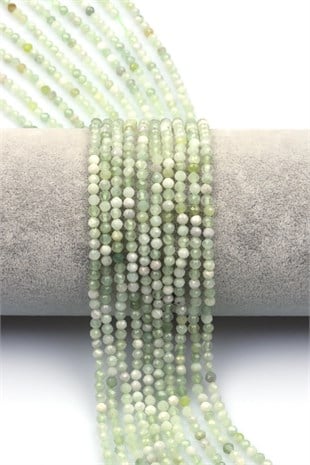 Prehnite Doğal Taş Dizi 3 mm Fasetli Küre Kesim - DZ-1553