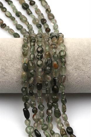 Rutil Kuvars Doğal Taş Dizi 7 x 10 mm Mercimek Kesim - DZ-1259