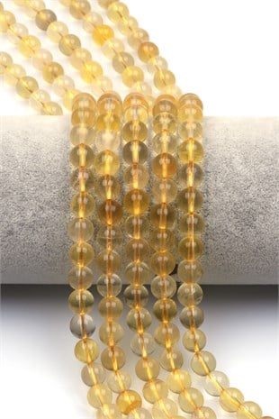 Sarı Florit Doğal Taş Dizi 8 mm Küre Kesim - DZ-1480