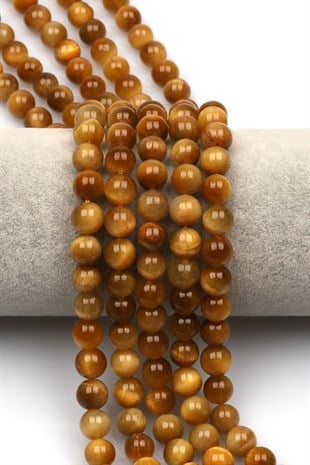 Sarı Kaplan Gözü (AA Kalite) Doğal Taş Dizi 8 mm Küre Kesim - DZ-0976
