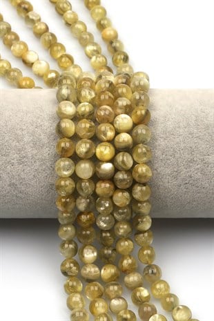 Sarı Lepidolit Doğal Taş Dizi 8 mm Küre Kesim - DZ-1017