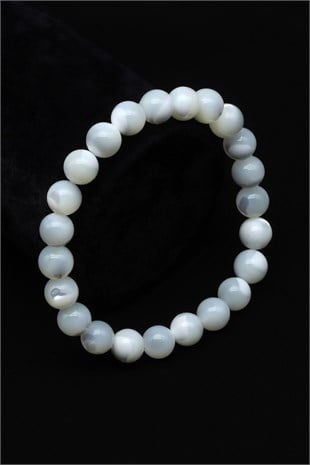 Sedef Doğal Taş Bileklik 8 mm Küre Kesim - BLK-2464