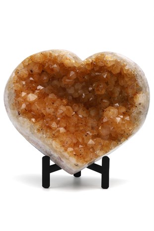 Sitrin Doğal Taş Standlı Kalp