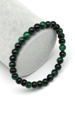 Yeşil Kaplan Gözü Doğal Taş Bileklik 6 mm Küre Kesim - BLK-2527