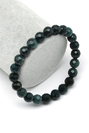Yosun Akik Doğal Taş Bileklik 8 mm Fasetli Küre Kesim - BLK-2545