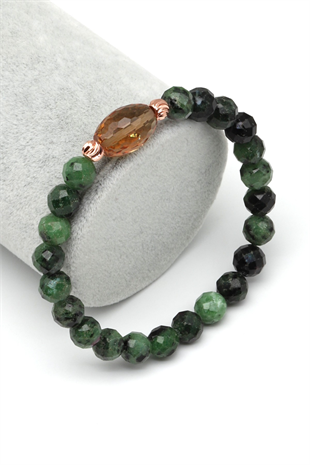 Zultanit-Anyolit Doğal Taş Bileklik 8 mm Fasetli Küre Kesim - BLK-2271