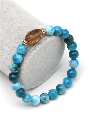 Zultanit-Apatit Doğal Taş Bileklik 8 mm Küre Kesim - BLK-2274