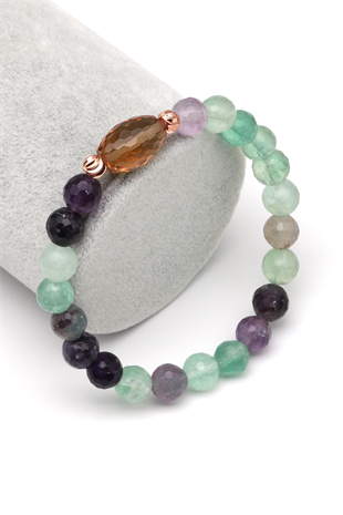 Zultanit-Florit Doğal Taş Bileklik 8 mm Fasetli Küre Kesim - BLK-2282