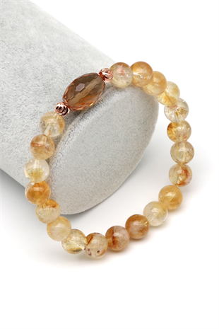 Zultanit-Sitrin Doğal Taş Bileklik 8 mm Küre Kesim - BLK-2280