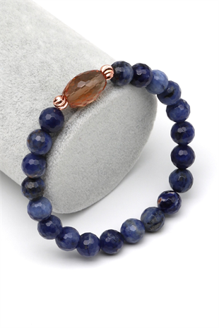 Zultanit-Sodalit Doğal Taş Bileklik 8 mm Fasetli Küre Kesim - BLK-2283