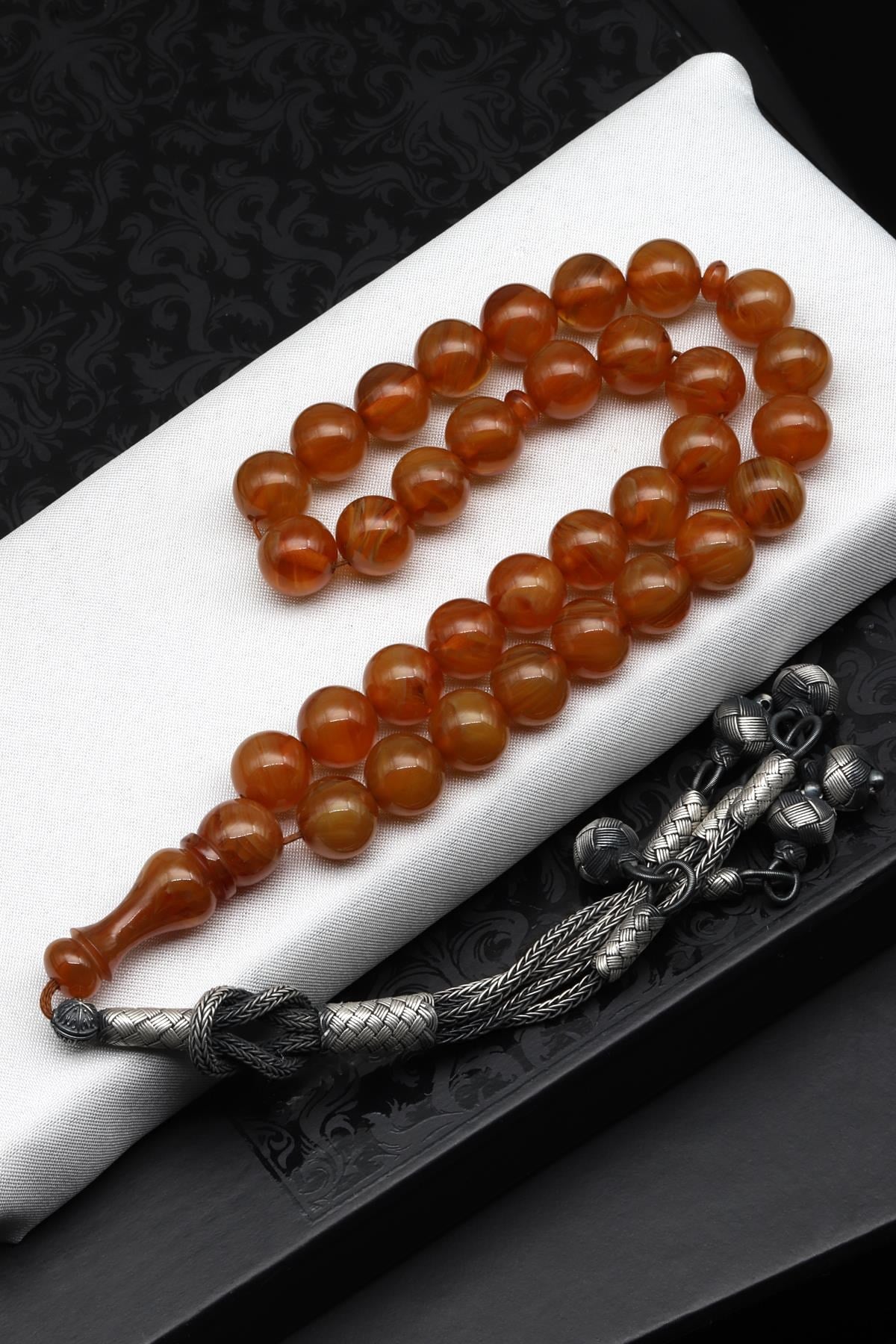 1000 Ayar Gümüş El Örmesi Kazaz Püsküllü Küre Kesim Sıkma Tesbih