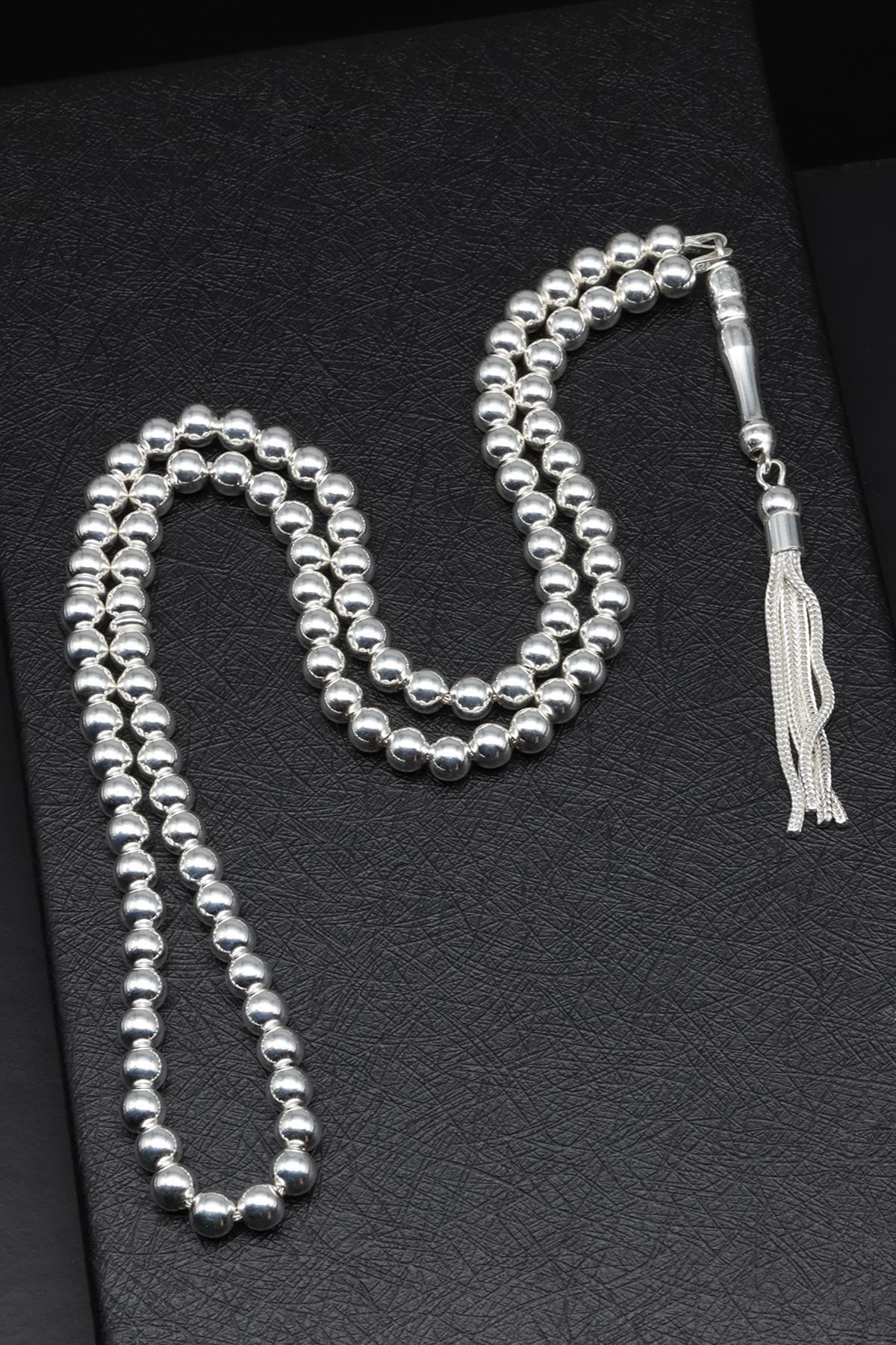 925 Ayar Gümüş 99 'Lu Tesbih 6 mm Küre Kesim