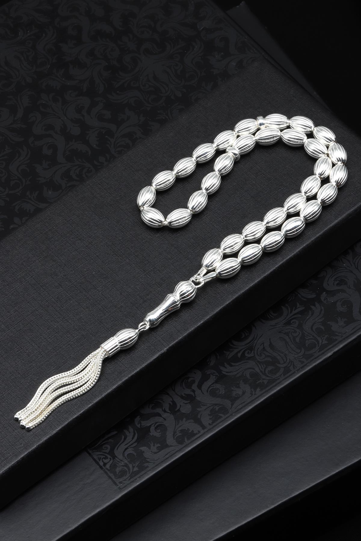 925 Ayar Gümüş Tesbih 6 x 9 mm Arpa Kesim