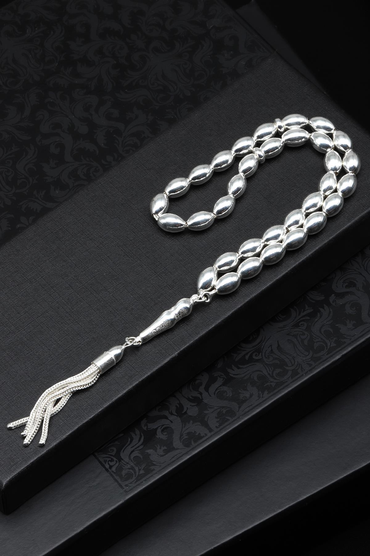 925 Ayar Gümüş Tesbih 6 x 9 mm Arpa Kesim