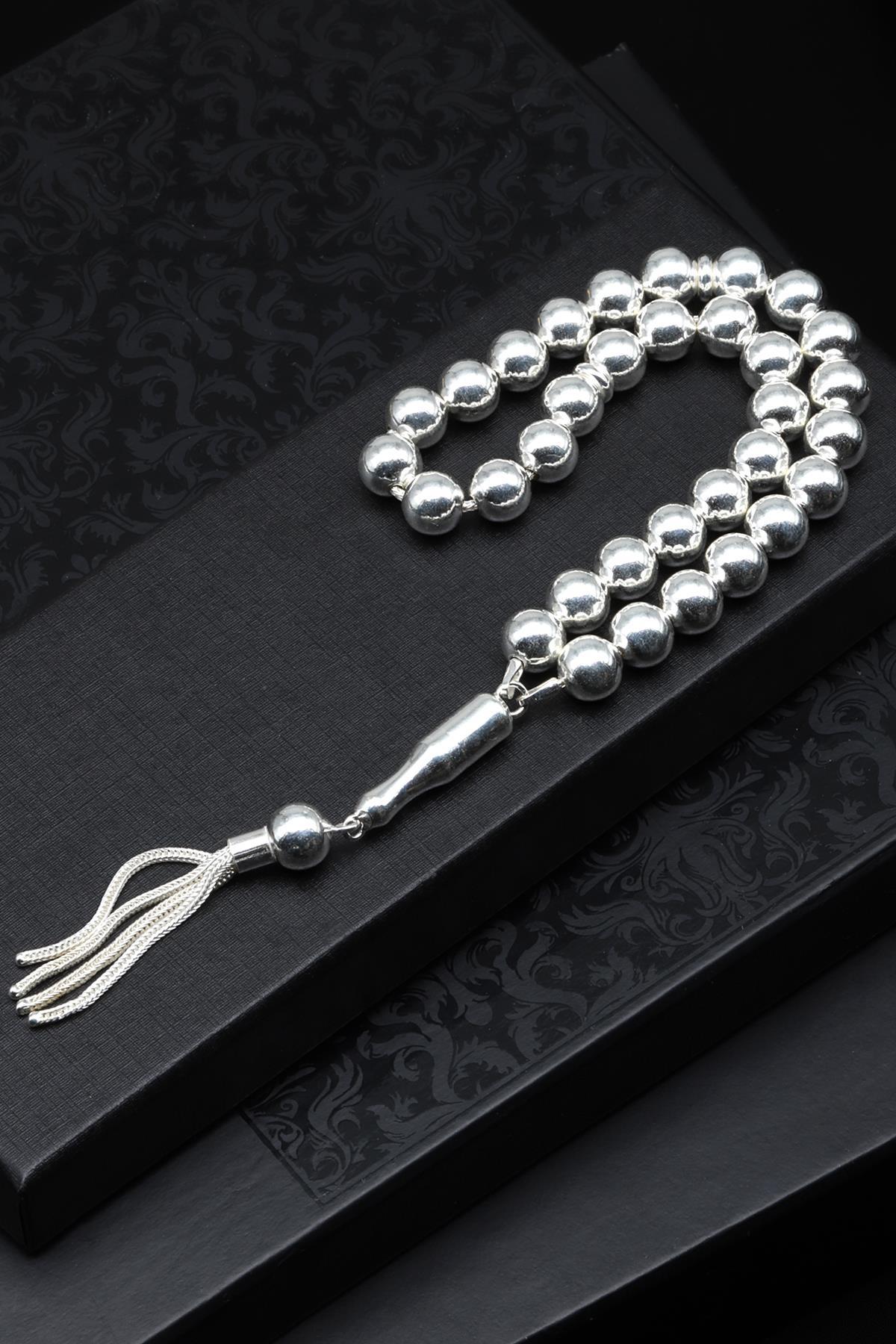 925 Ayar Gümüş Tesbih 9 mm Küre Kesim