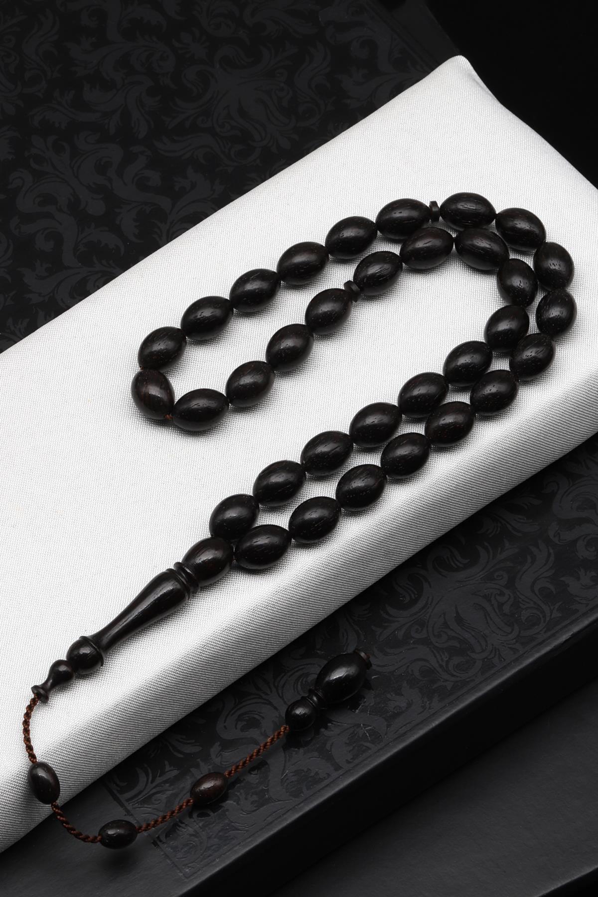 Abanoz Ağacı Tesbih 7 x 10 mm Beyzi Kesim