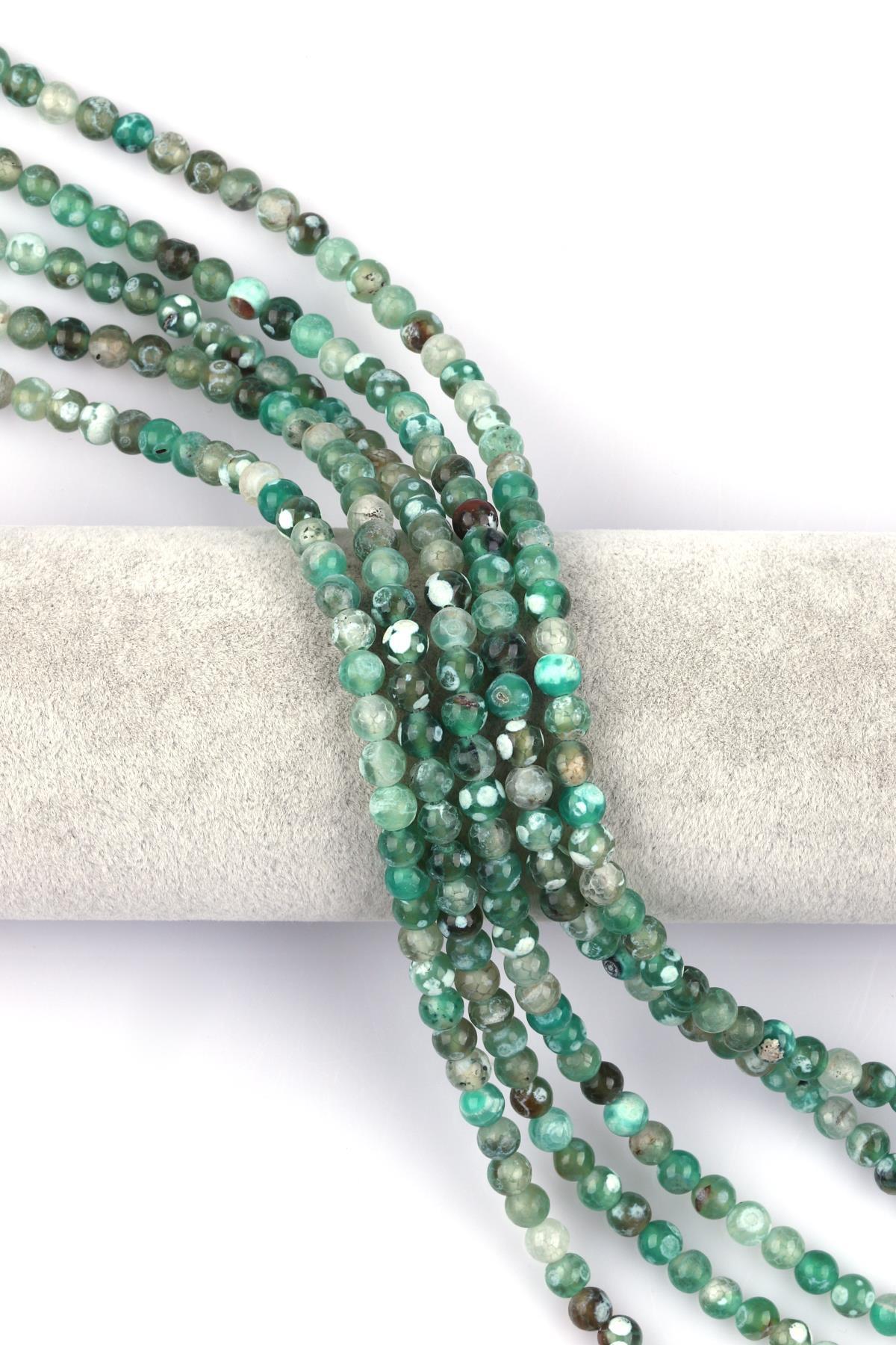 Açık Yeşil Akik Doğal Taş Dizi 6 mm Küre Kesim