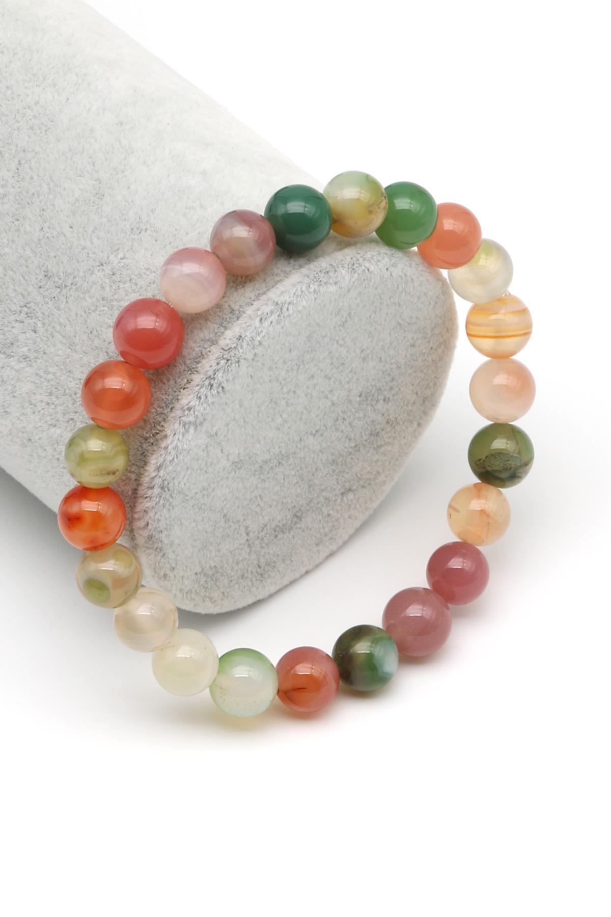 Afrika Akik Doğal Taş Bileklik 8 mm Küre Kesim