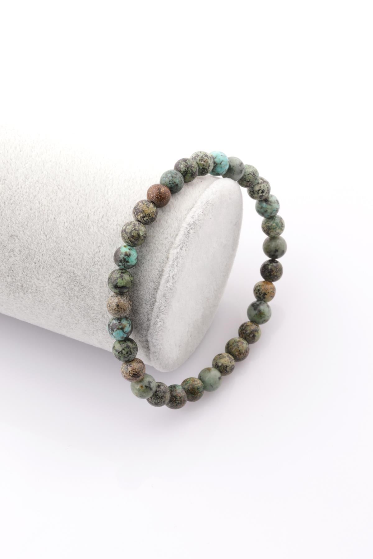 Afrika Turkuaz Doğal Taş Bileklik 6 mm Küre Kesim