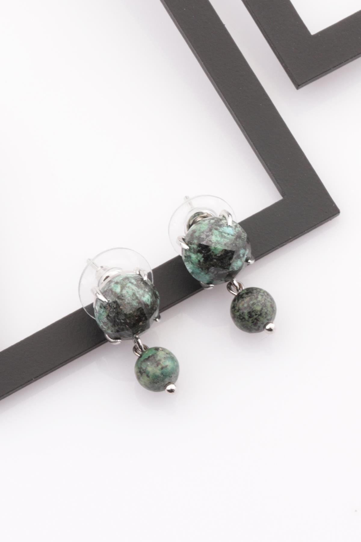 Afrika Turkuaz Doğal Taş Küpe